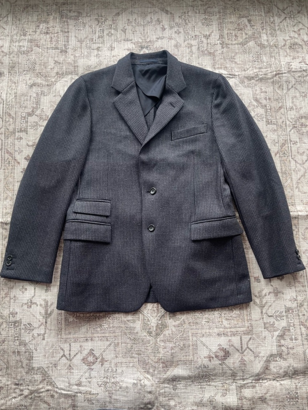 Yves Saint Laurent Charcoal Textured Two-Button Blazer
